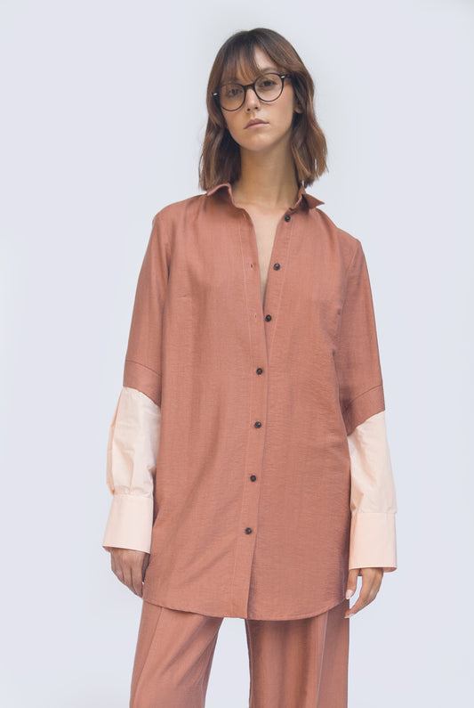 Camicia Bifabric Terracotta