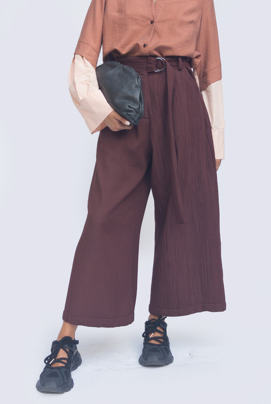 Cropped Flare Pants Bordeaux
