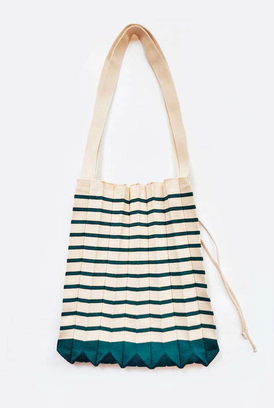 Green Striped Shopper