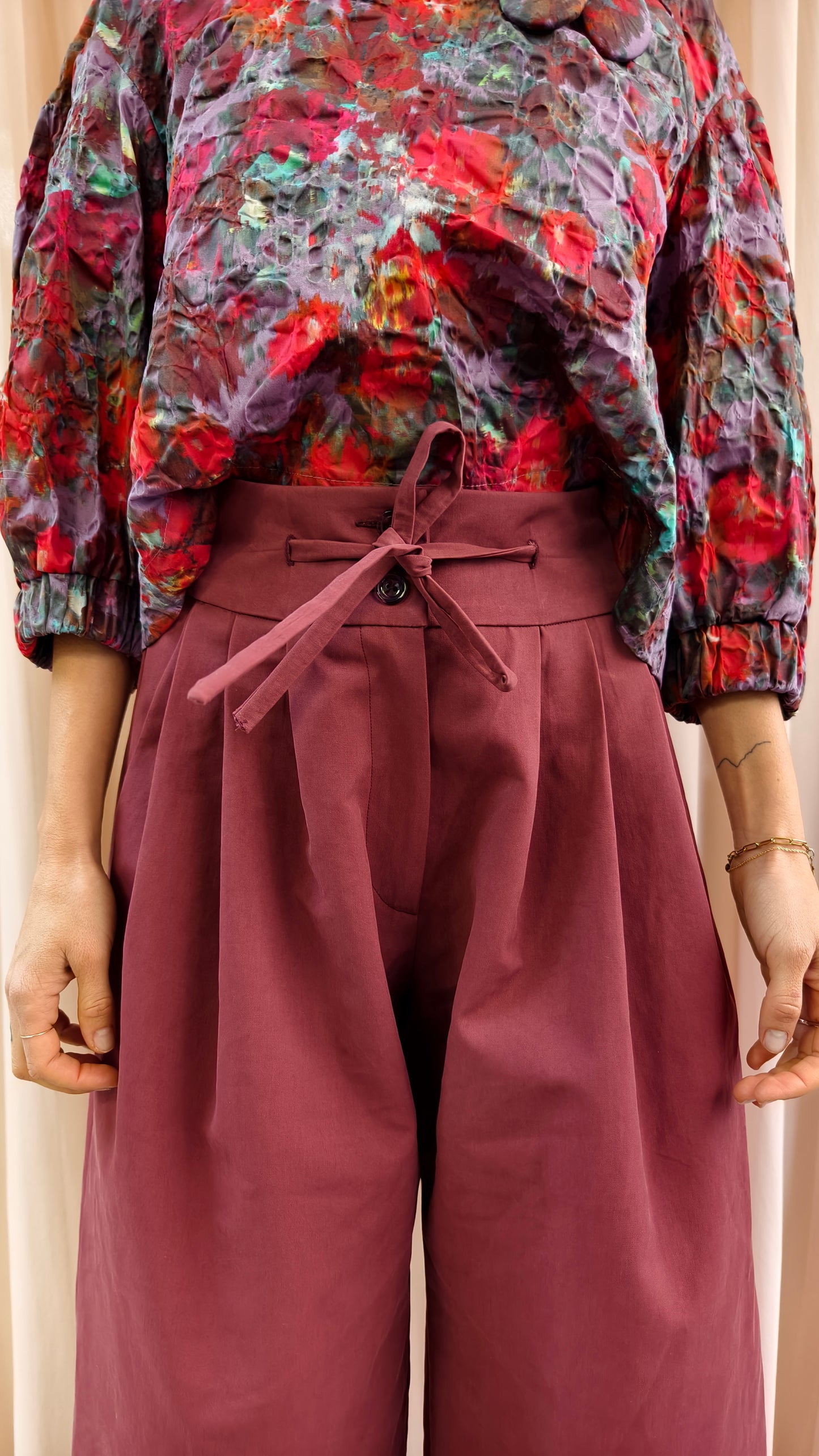 Pantalone con coulisse in popeline