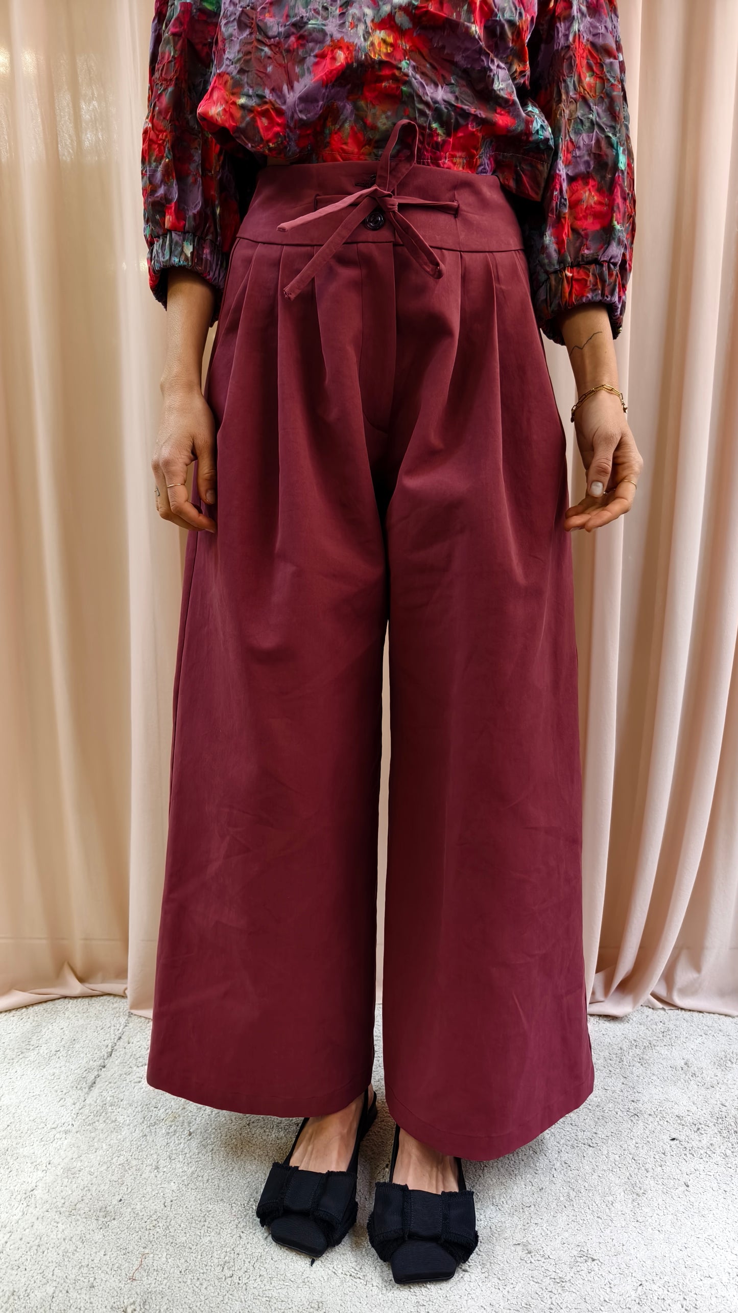 Pantalone con coulisse in popeline