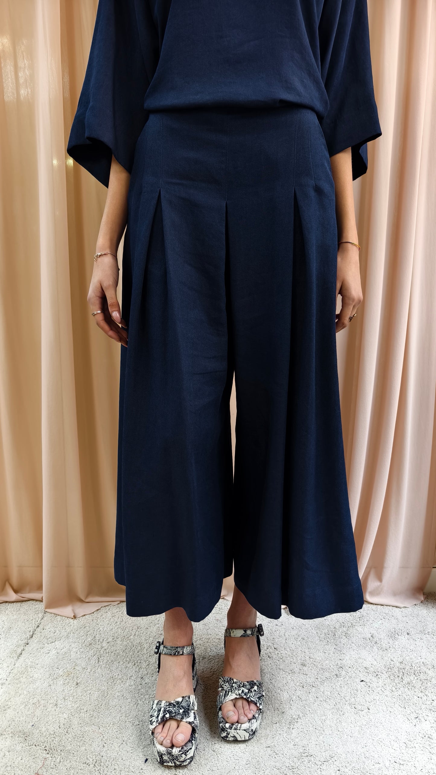 Gonna pantalone in seta fiori