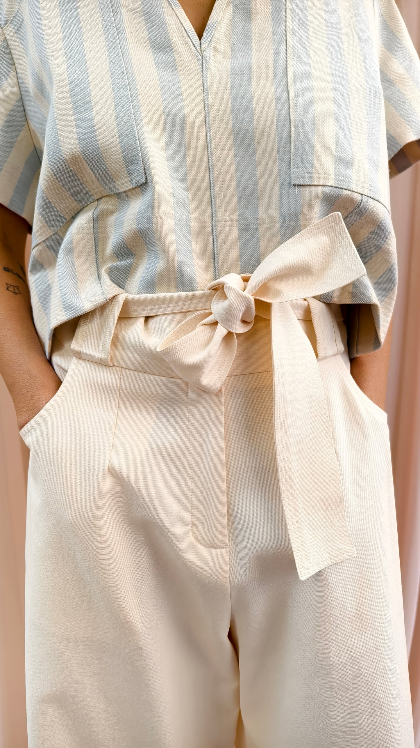 Pantalone con fusciacca in canvas