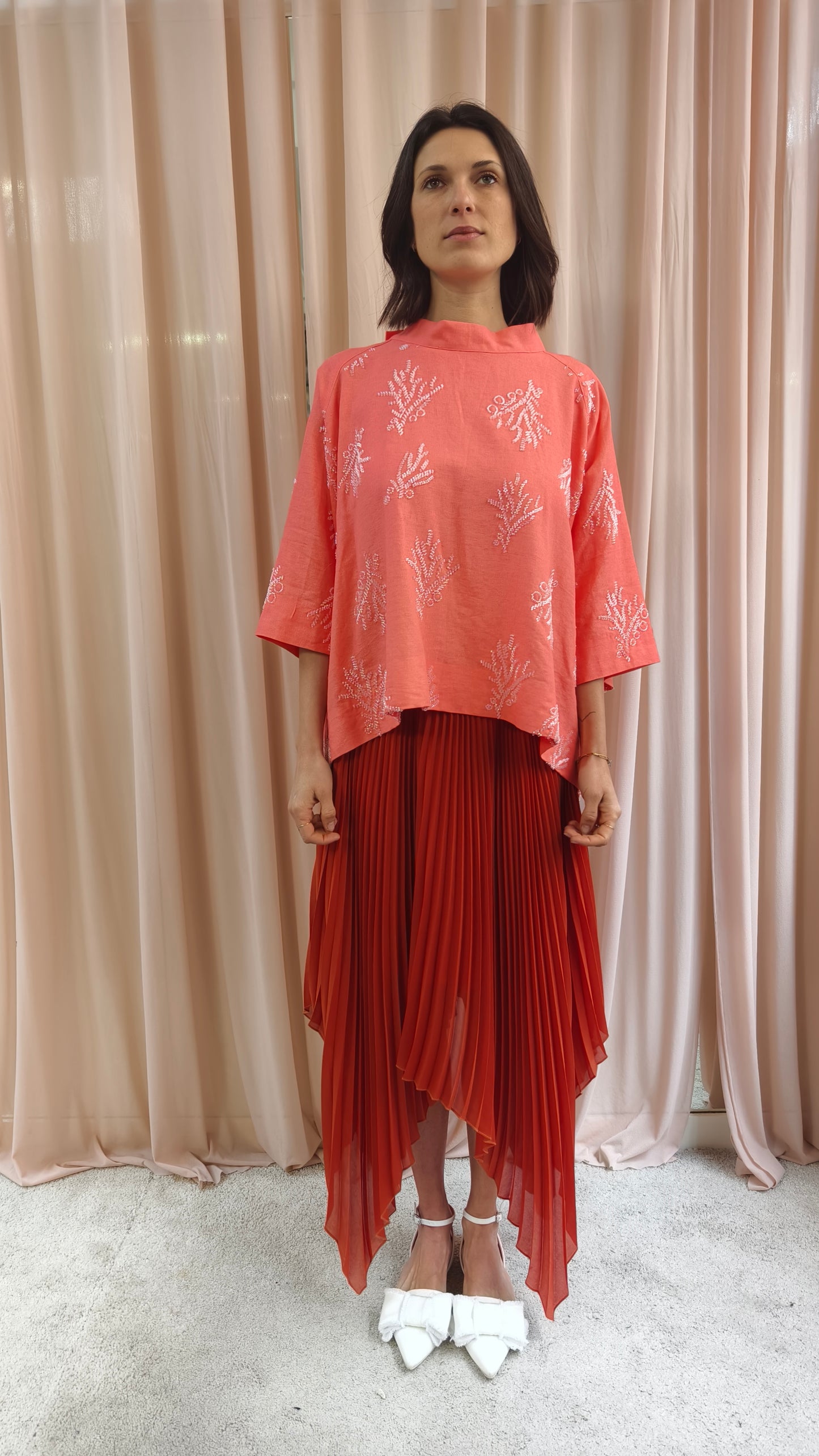 Blusa in seta fiori