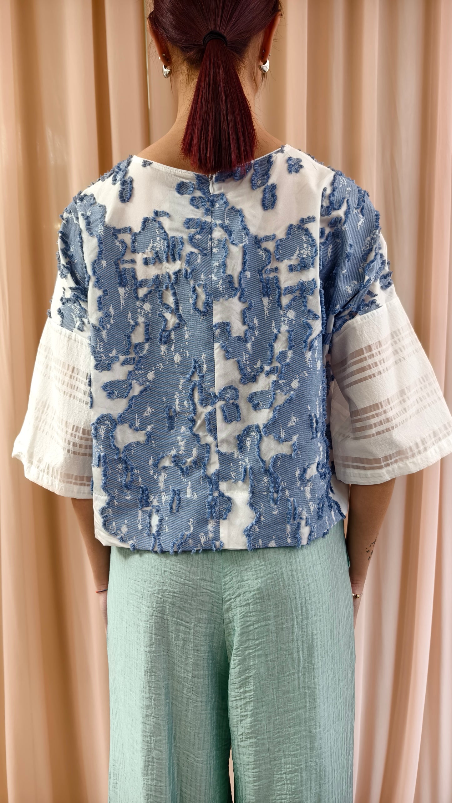 Top boxie jacquard paesaggio