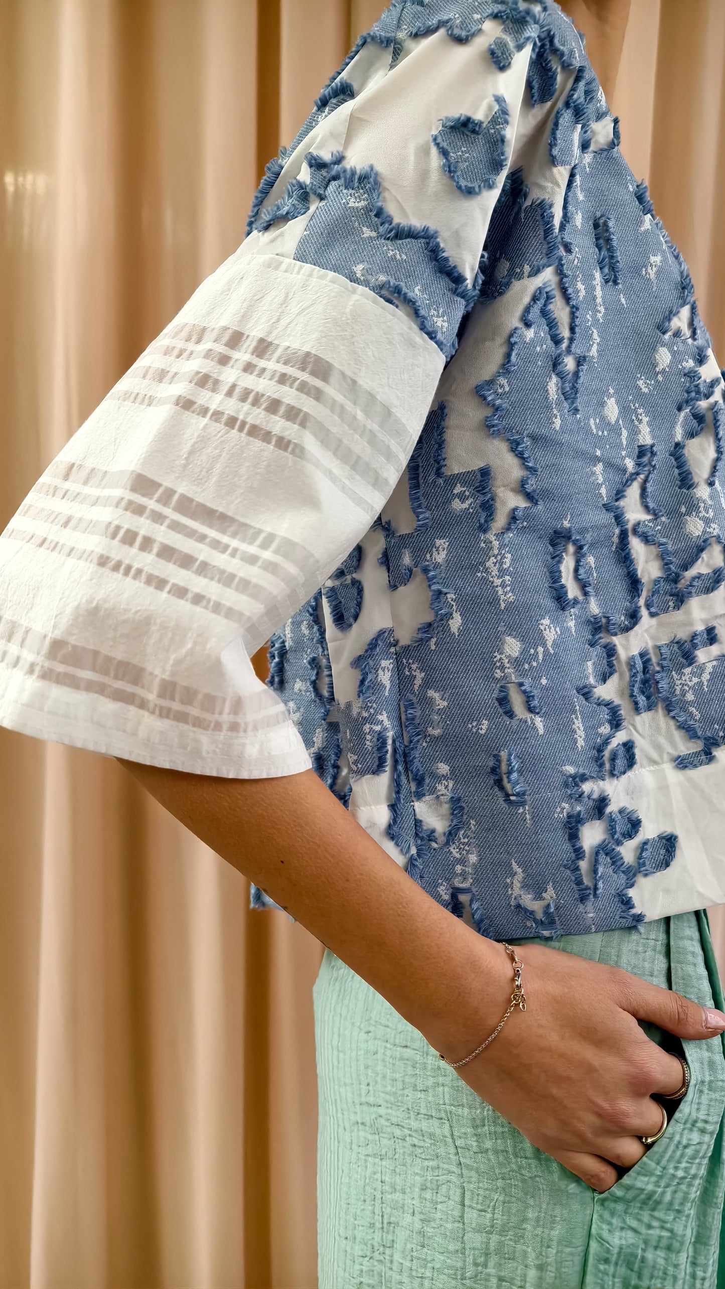 Top boxie jacquard paesaggio