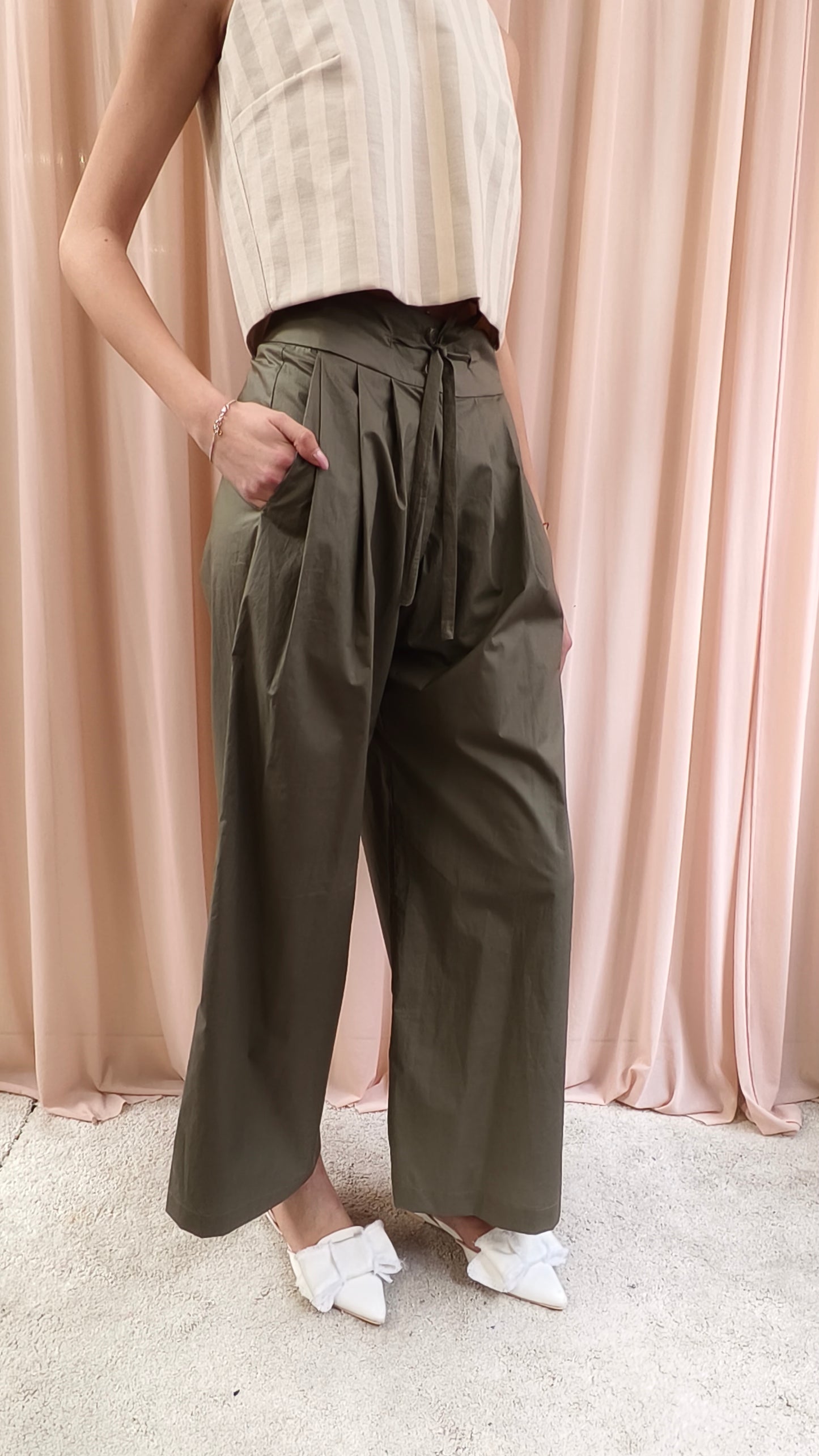 Pantalone con coulisse in popeline