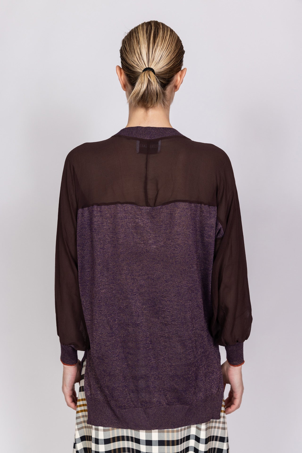 Maglia tricot e georgette di seta pura