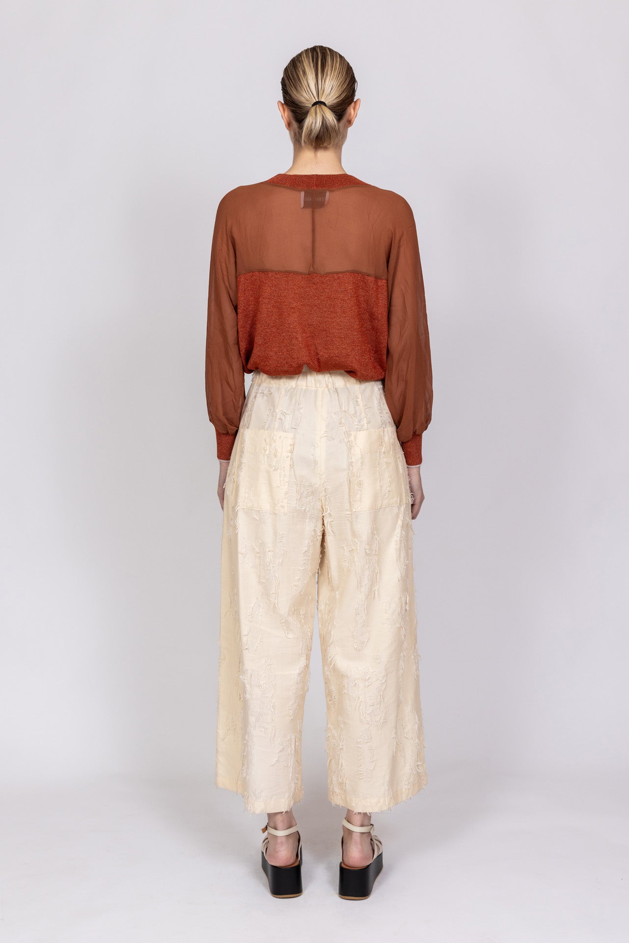 Maglia tricot e georgette di seta pura