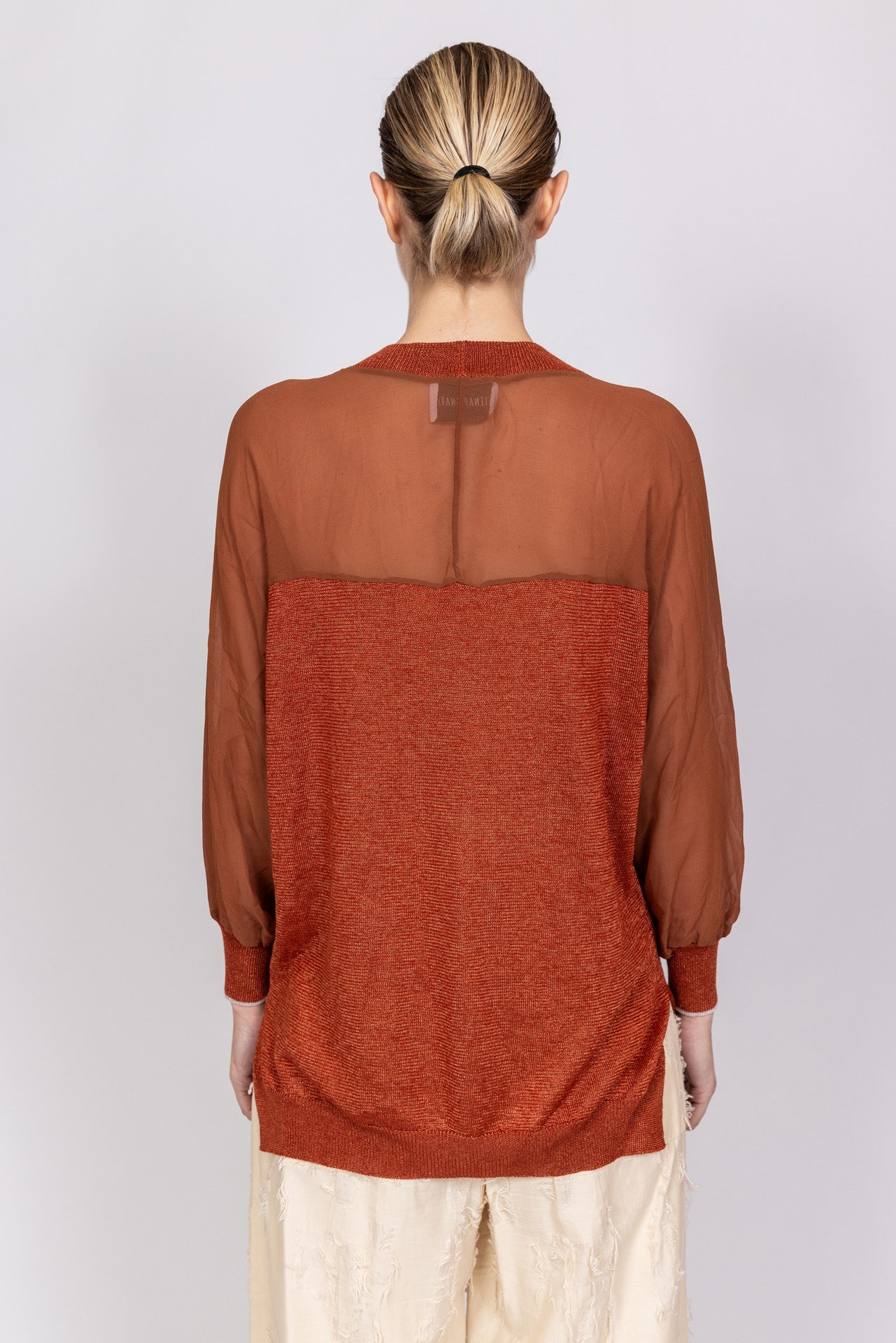 Maglia tricot e georgette di seta pura