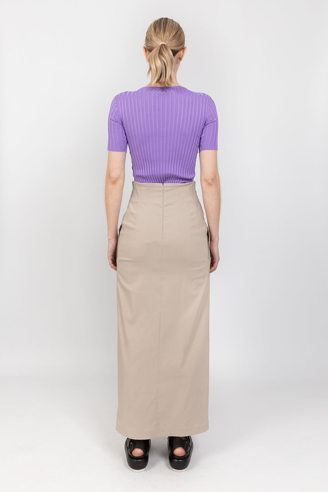 Maglia tricot con coste blu royal