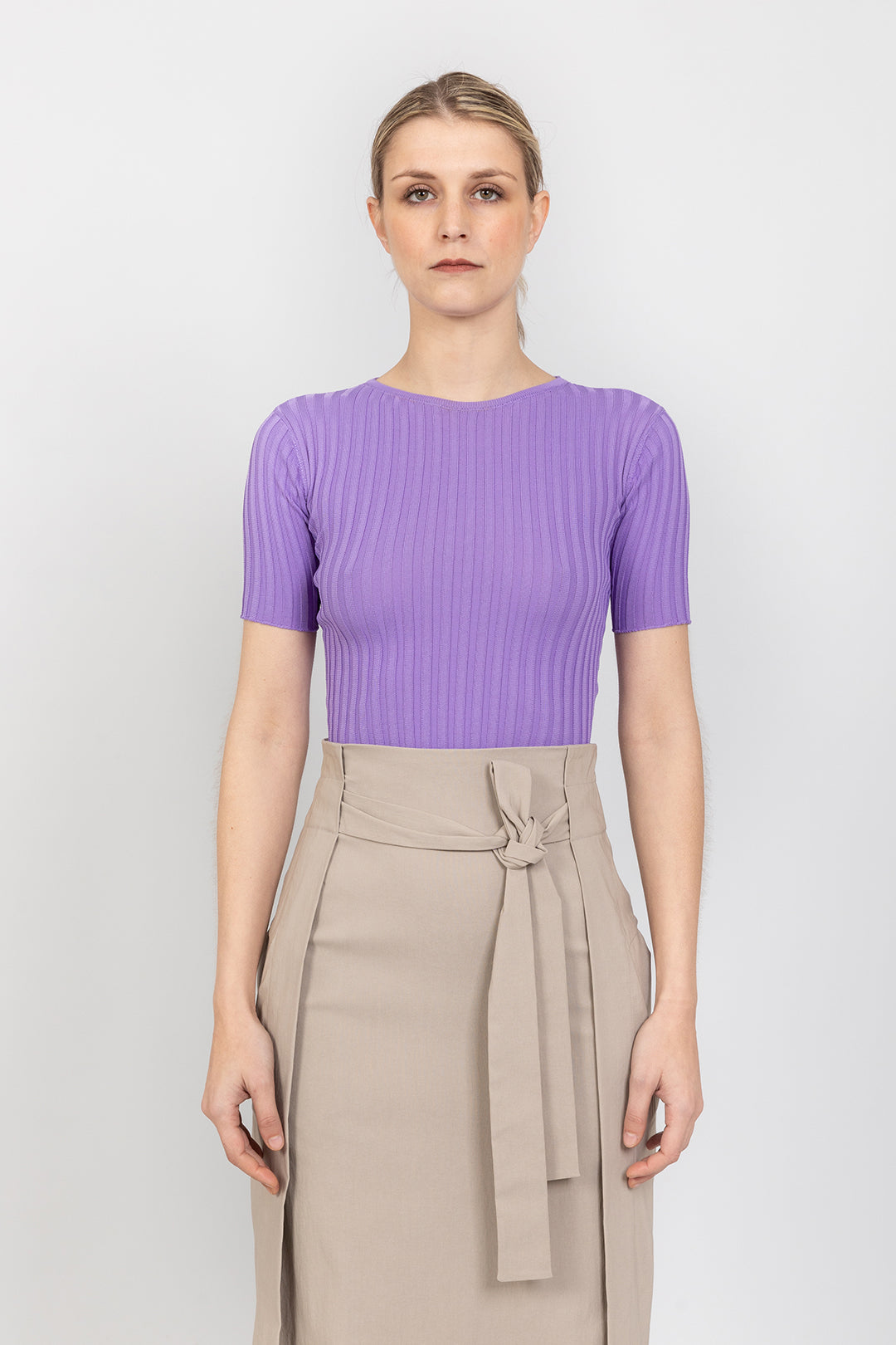 Maglia tricot con coste blu royal