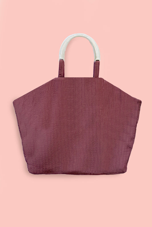Tote Bag Bordeaux / White