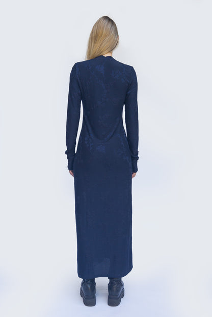 Long dress in jersey blu