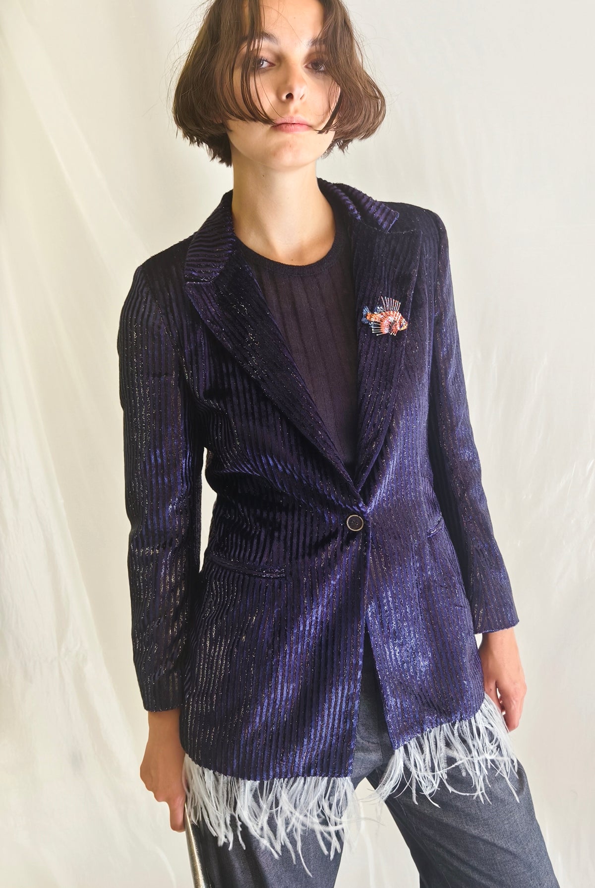 Velvet Blazer Blue
