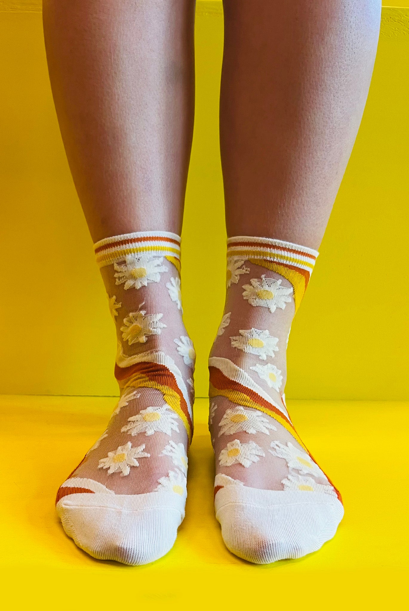 Orange Flower Socks