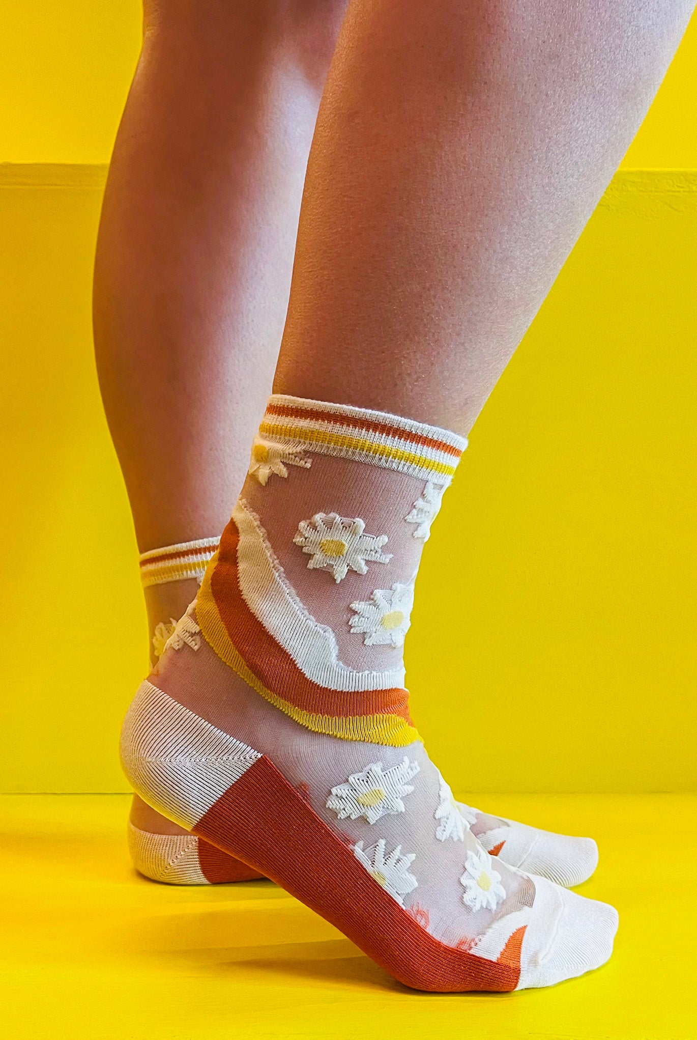 Orange Flower Socks