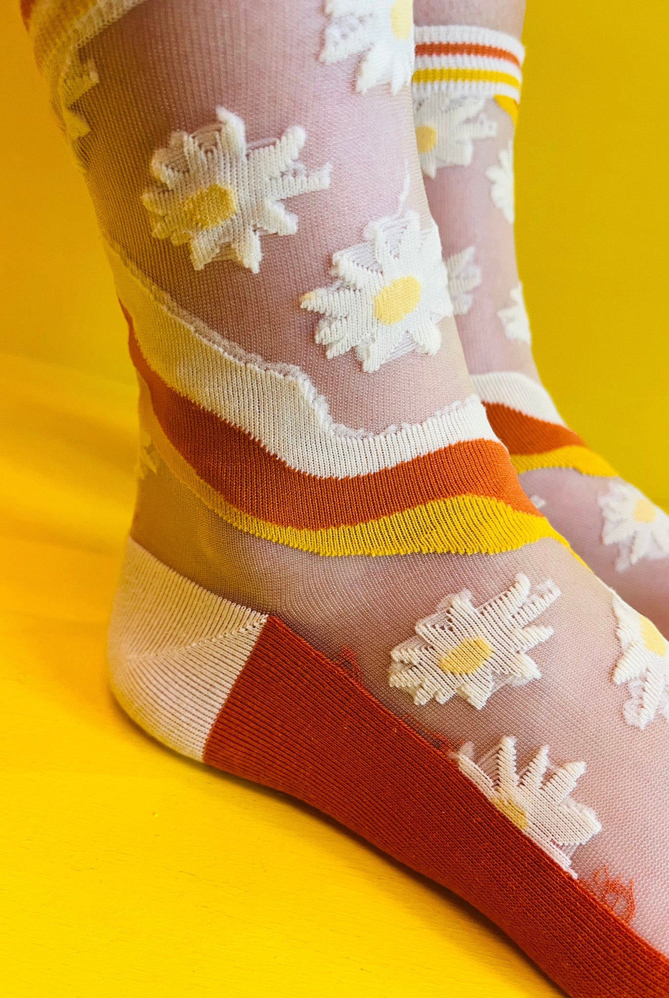 Orange Flower Socks
