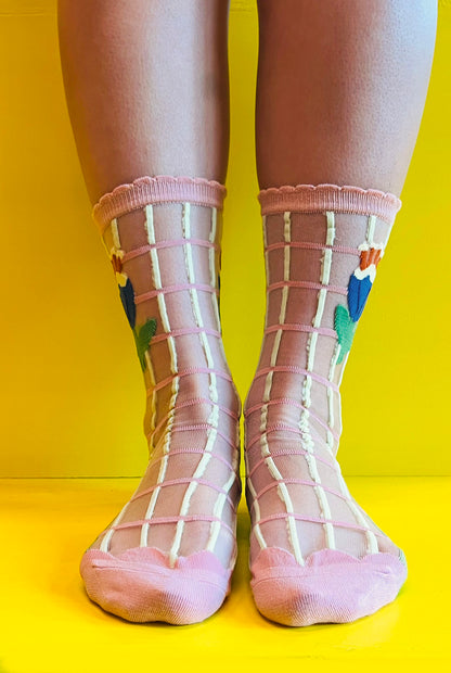Stripes Flower Socks