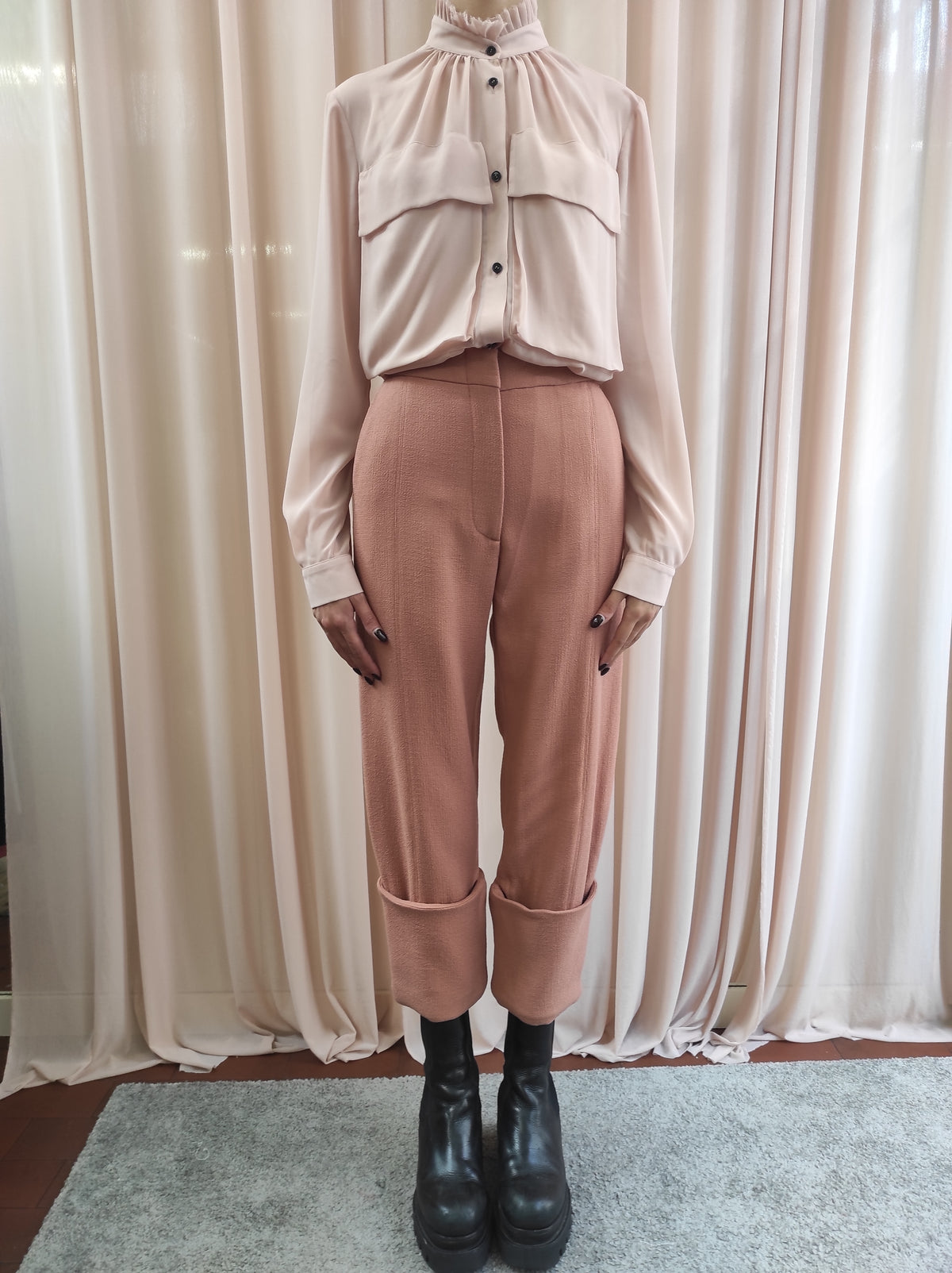 Pantalone in doppia crepe di lana