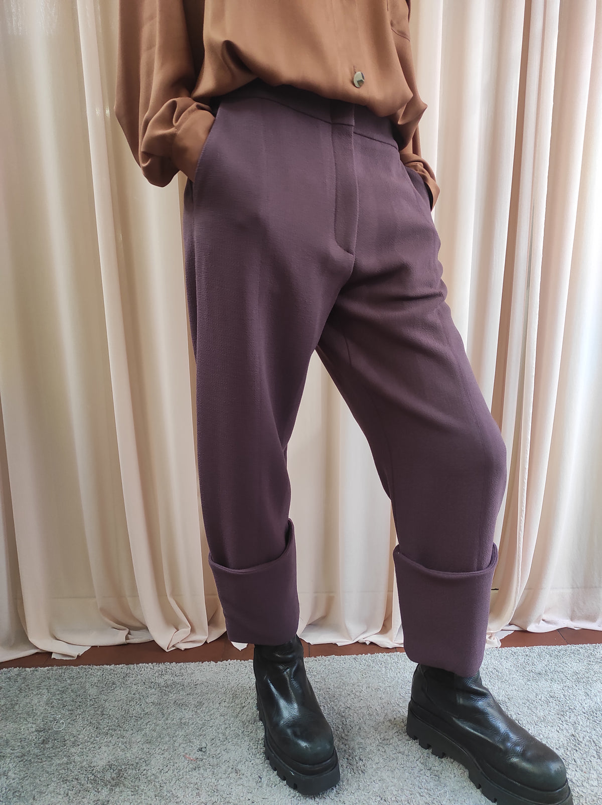 Pantalone in doppia crepe di lana