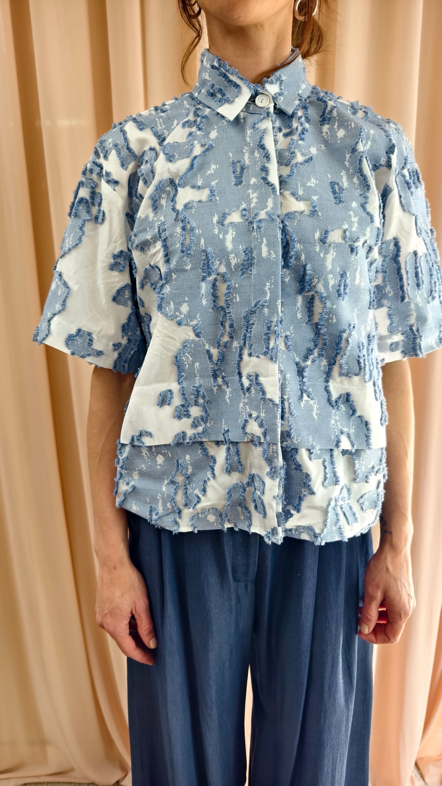 Camicia maniche corte in fil coupè