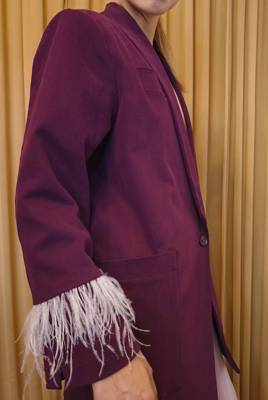 Blazer con collo a scialle in cotone smerigliato