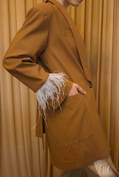 Blazer con collo a scialle in cotone smerigliato