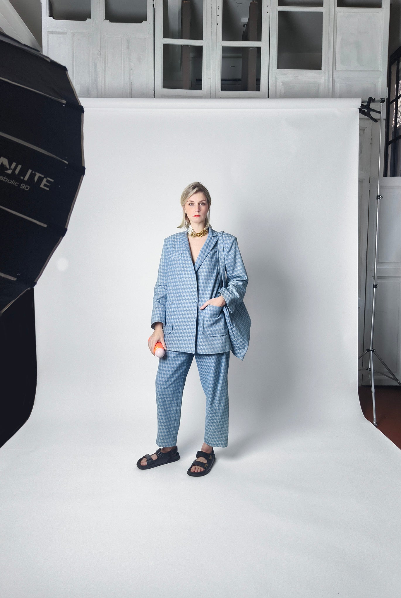 Blazer Geometric Denim