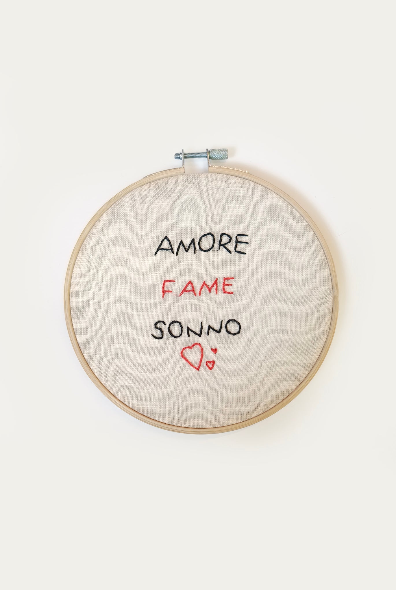 Rica.miri - Telaio ricamato Amore, Fame, Sonno