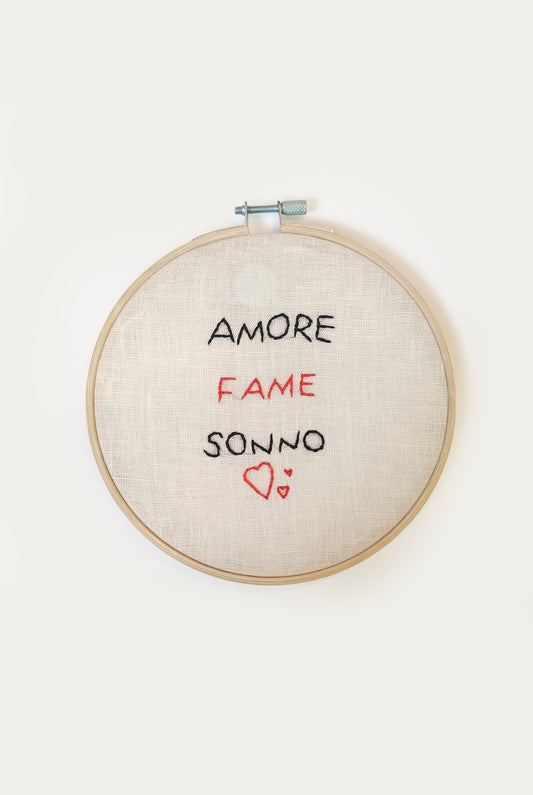 Rica.miri - Telaio ricamato Amore, Fame, Sonno