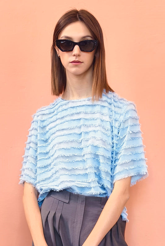 Blusa Frangetta Celeste