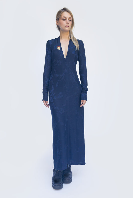 Long dress in jersey blu