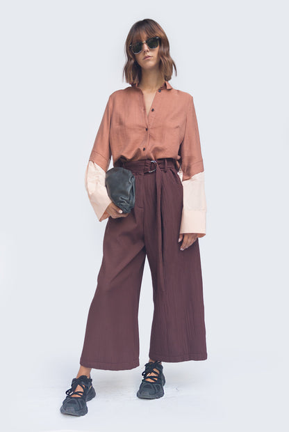 Cropped Flare Pants Bordeaux