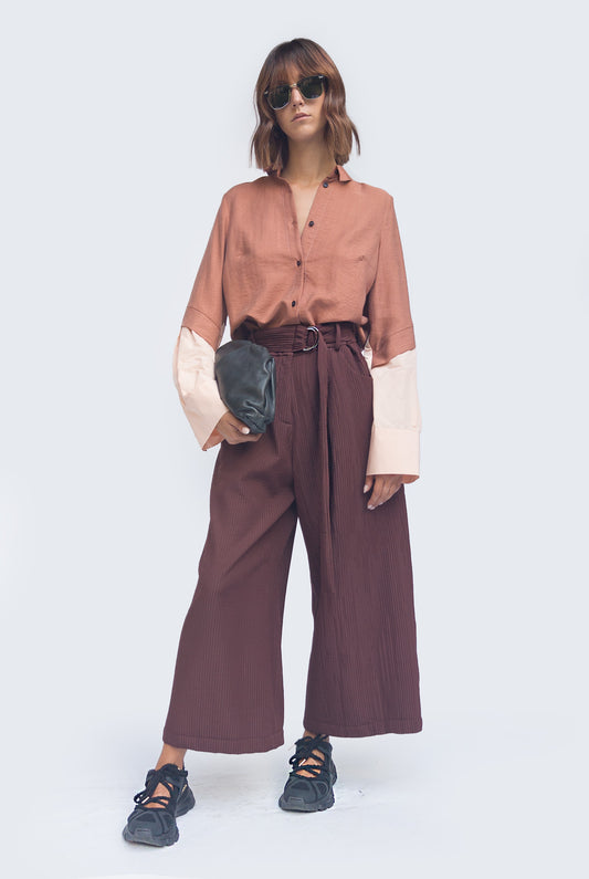 Cropped Flare Pants Bordeaux