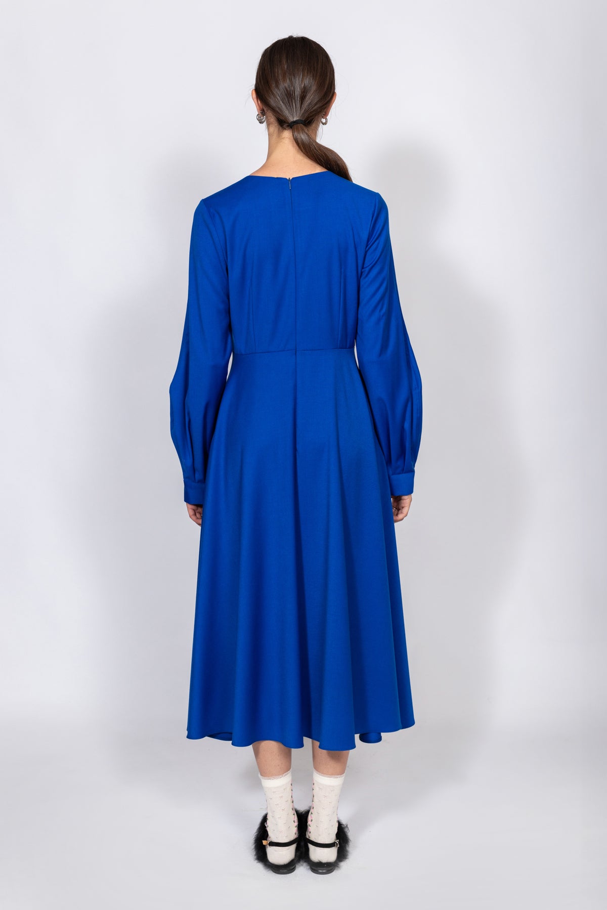 Abito midi in flanella blue china