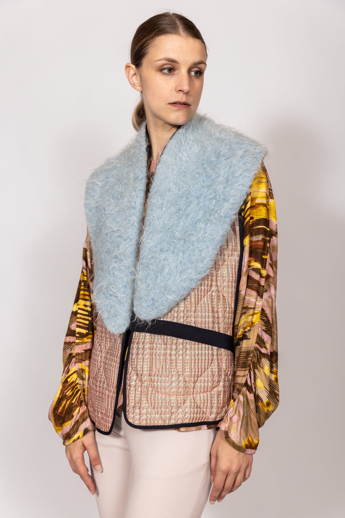 Gilet in tessuto jacquard lemon e fur wool