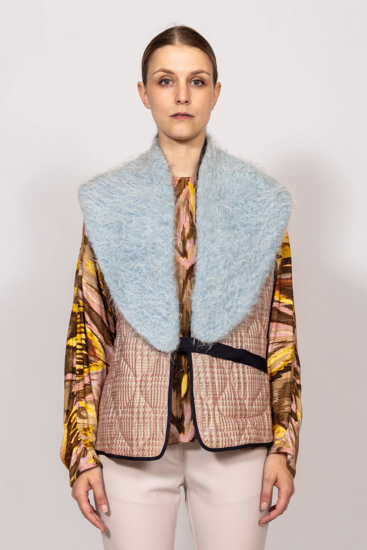 Gilet in tessuto jacquard lemon e fur wool