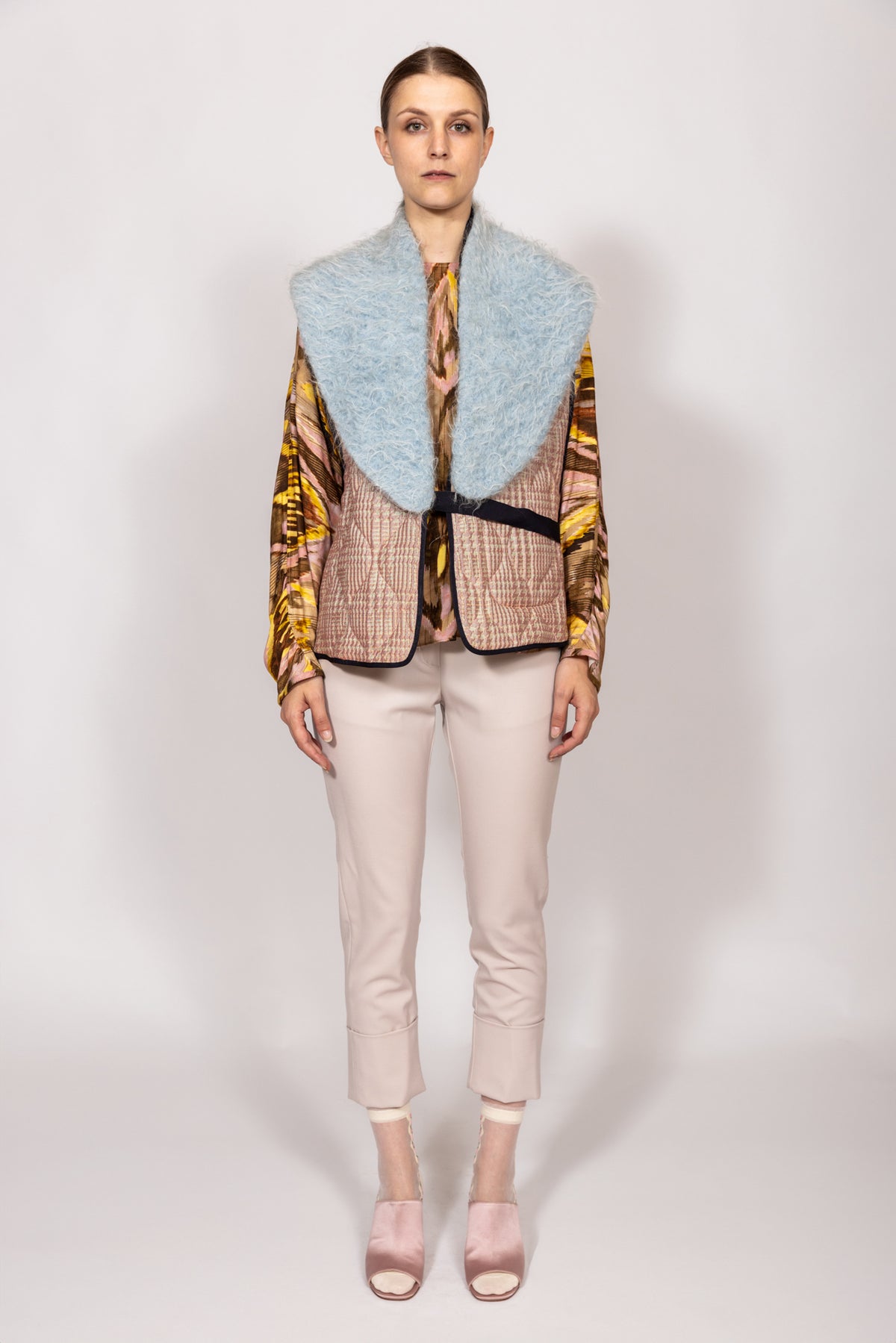 Gilet in tessuto jacquard lemon e fur wool