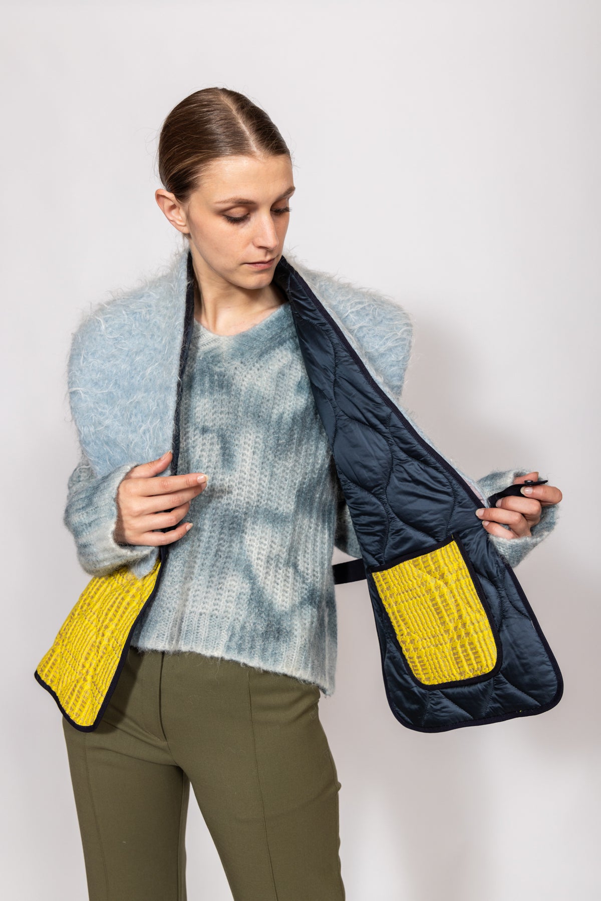 Gilet in tessuto jacquard lemon e fur wool