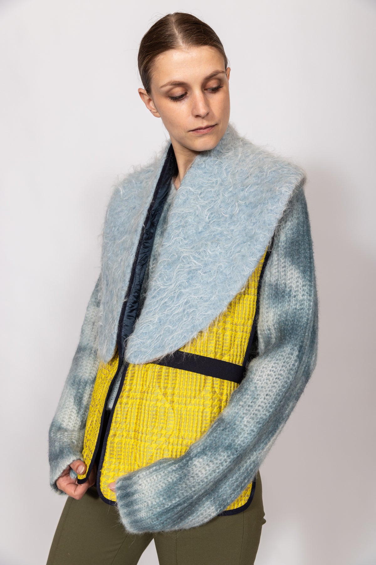 Gilet in tessuto jacquard lemon e fur wool