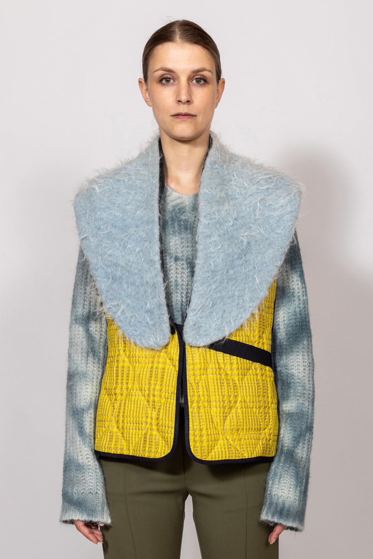 Gilet in tessuto jacquard lemon e fur wool